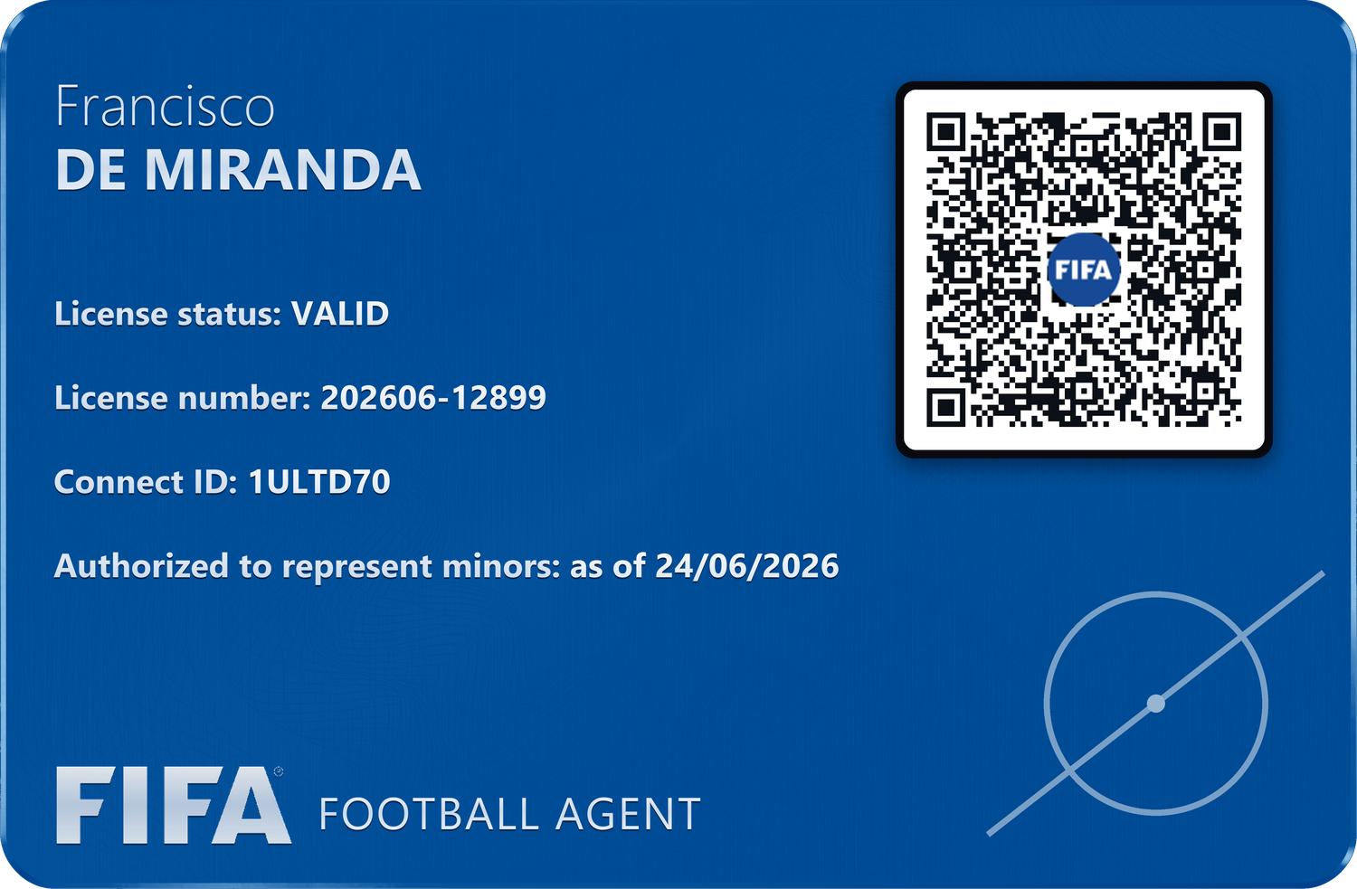 FIFA Football Agent licence &mdash; Francisco de Miranda