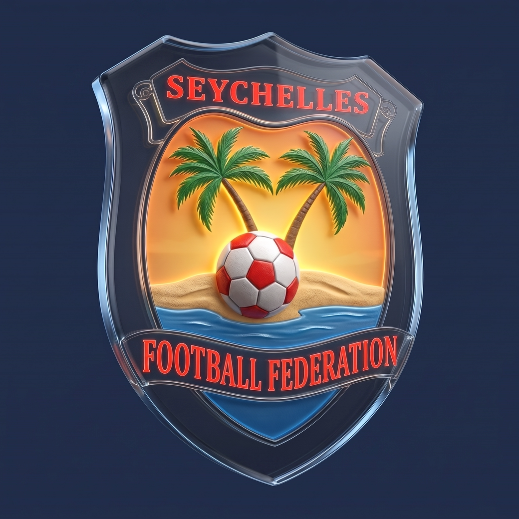 The Seychelles Football Federation crest, re-rendered as a translucent glass shield